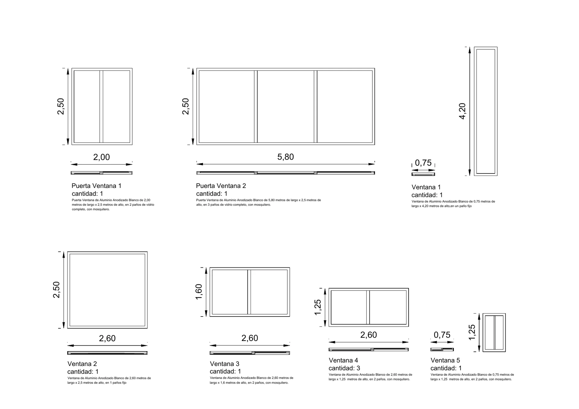 Primer detalle de aberturas de Casa MX