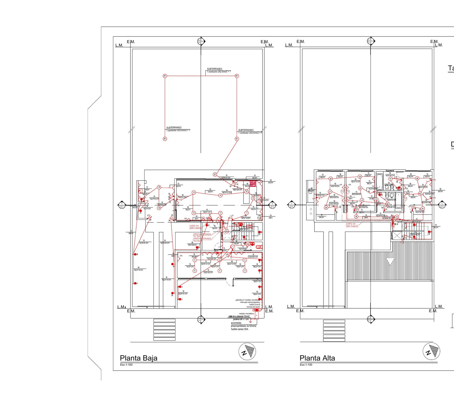 Plano de instalación eléctrica de Casa MX