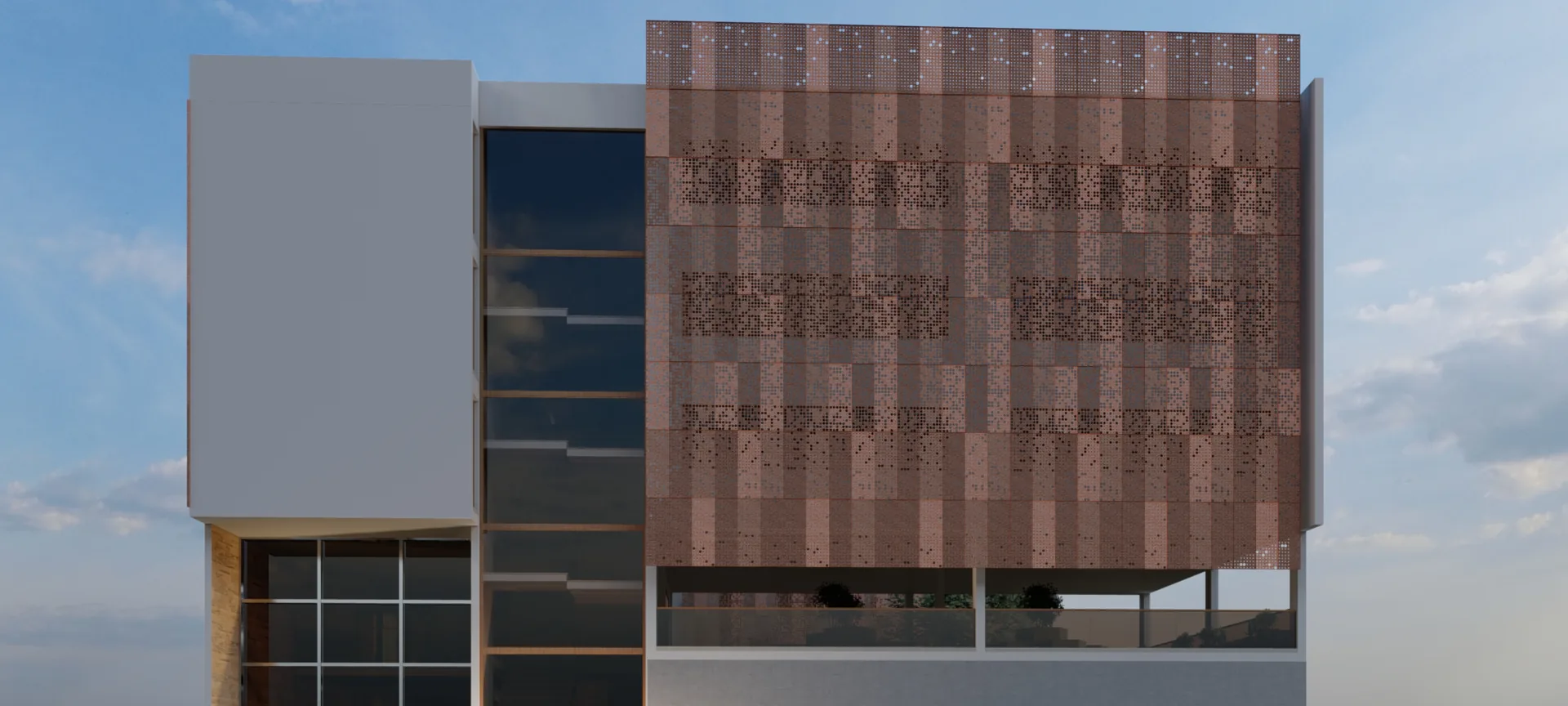 Fachada del proyecto Complejo Educativo