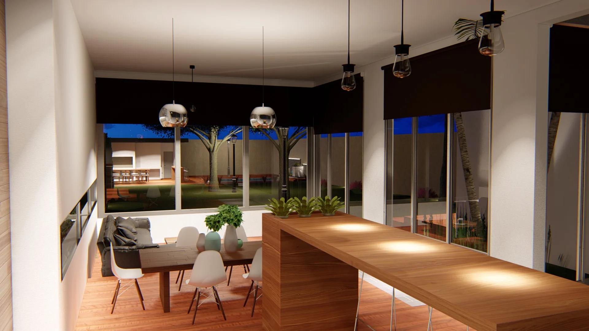 Cocina y comedor de la propuesta 3 para Puerto Mbigua